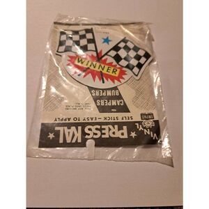 Vintage RARE 1960s Impko Vinyl Press Kal Checkerd Race Flag Winner Decal Sticker